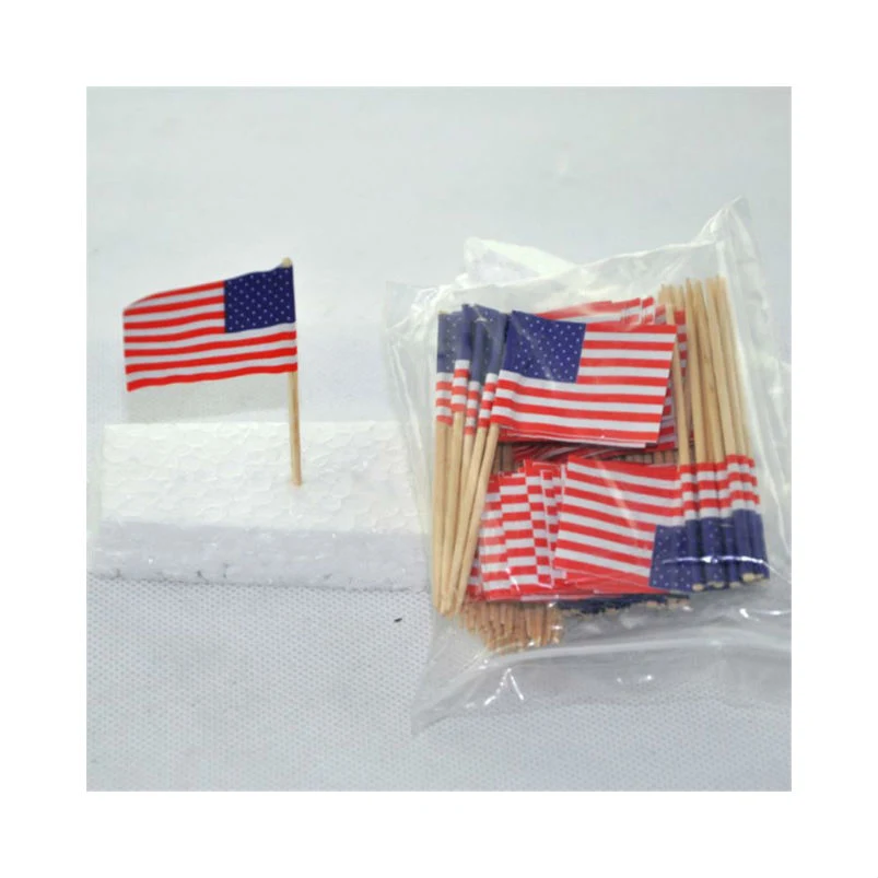 China Made Good Quality Disposable Custom Cocktail Toothpick Flag